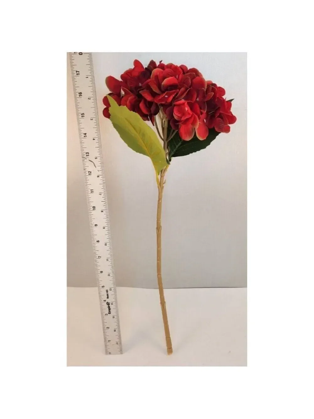 Red Artificial Hydrangea Stem Silk Flower Deep Red Faux Floral Wedding Decor